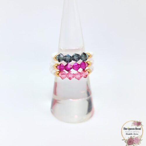 Crystal & Pearl Ring at The Queen Bead