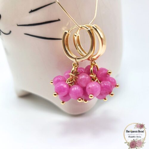 Earrings in Hot Pink - Bouquet of Beads Collection at The Queen Bead