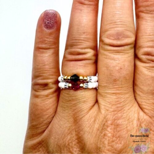 Little Black Stripes Crystal Rings at The Queen Bead