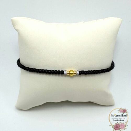 Little Black Stripes Single Strand Bracelet at The Queen Bead