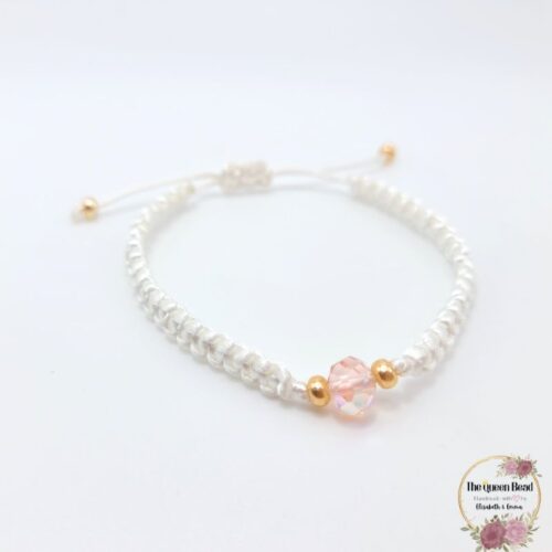 Pretty in Pink Braided Bracelet with Pink Crystal at The Queen Bead