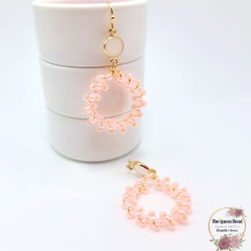 Pretty in Pink Round Twisted Earrings at The Queen Bead