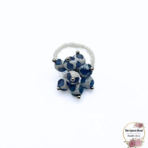 Ring in Blue & White - Bouquet of Beads Collection at The Queen Bead