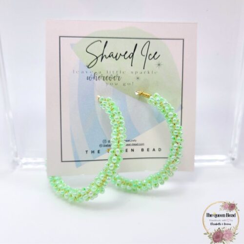 Shaved Ice Wire Wrapped Hoop Earrings in Lime at The Queen Bead