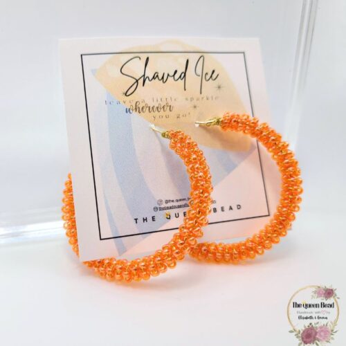 Shaved Ice Wire Wrapped Hoop Earrings in Tangerine at The Queen Bead