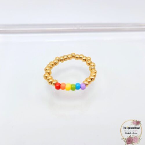 Under the Rainbow Beaded Ring at The Queen Bead